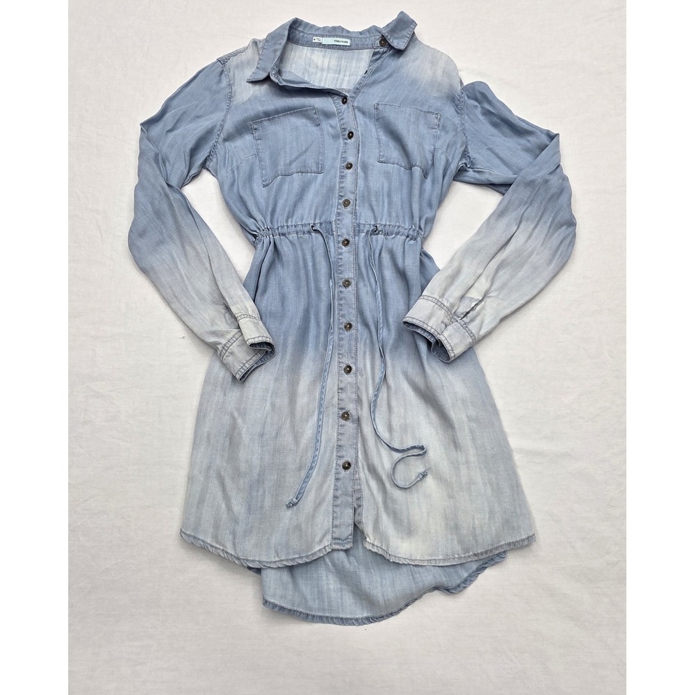 Maurices Women's Blue Faux Denim Longsleeve Shirt Dress‎ Size Medium
